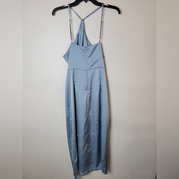 CUPSHE Women's L  Halter Neck Cross Front Dress Slip Baby Blue Vacation Wedding - Picture 6 of 11